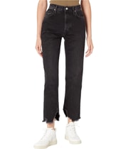 Free People Womens Baggy Tapered Loose Jeans Boyfriend Jeans in Black