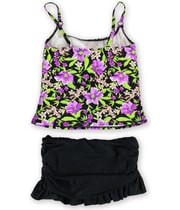 Island Escape Womens Floral Skirtini 2 Piece Tankini, view 2