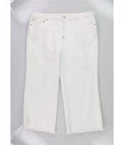 Michael Kors Womens Selma Flare Wide Leg Loose Cropped Jeans in White