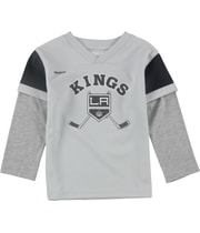 Reebok Boys LA Kings Crossed Hockey Sticks Graphic T-Shirt in Gray