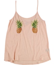 Cozy Zoe Womens Pineapples Pajama Sleep Cami Tank Top in Peach