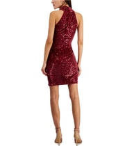 Rachel Roy Womens Velvet Sequin Mini Dress, view 3