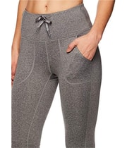 Reebok Womens Momentum Capri Tapered Compression Cropped Mom Athletic Pants in Gray, view 4