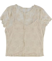 Ultra Flirt Womens Mesh Over Embellished T-Shirt