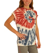 P.J. Salvage Womens Red White&Blue Tye-Dye Pajama Sweatshirt Top, view 2