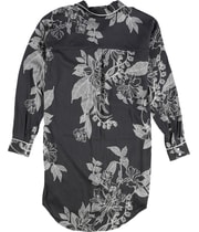 P.J. Salvage Womens Floral Print Pajama Shirt Dress, view 2