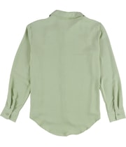 Ultra Flirt Womens Long Sleeve Button Up Shirt in Bright Green, view 2