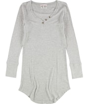 P.J. Salvage Womens Thermal Knit Pajama Shirt Dress in Heather Gray, image 4 of 5