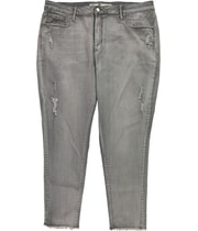 Seven 7 Womens Distressed Tapered Skinny Jeans in Gray