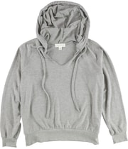 Treasure & Bond Womens Cozy V-Neck Hoodie Sweatshirt in Heather Gray