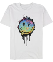 Elevenparis Mens Flaming Smiley Graphic T-Shirt