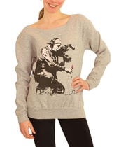 Elevenparis Womens Man Holding Flower Sweatshirt in Gray