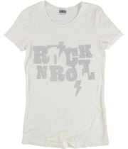 Scratch Womens Rock N Roll Graphic T-Shirt in Ivory