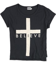 Scratch Womens Believe Graphic T-Shirt in Black