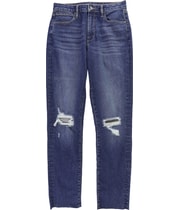Articles of Society Womens Distressed Straight Leg Relaxed Jeans in Blue