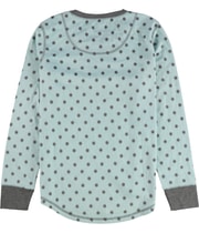 P.J. Salvage Womens Fuzzy Polka Dot Pajama Sweater in Blue-Bluegray, view 2