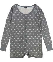 Cozy Zoe Womens Cats & Polka Dots Bodysuit in Gray