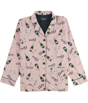P.J. Salvage Womens Cheers Button Down Pajama Tops in Pink