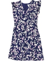 LONDON TIMES Womens Floral Midi Dress in Purple and Blue