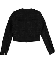 GUESS Womens Metallic Tweed Six Button Jackets & Blazers in Black, view 2