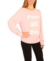 Dream Scene Womens Cotton Rose All Day Sweatshirt in Pink, image 2 of 4