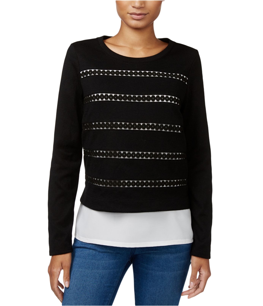 maison Jules Womens Cutout Layered Look Embellished T-Shirt