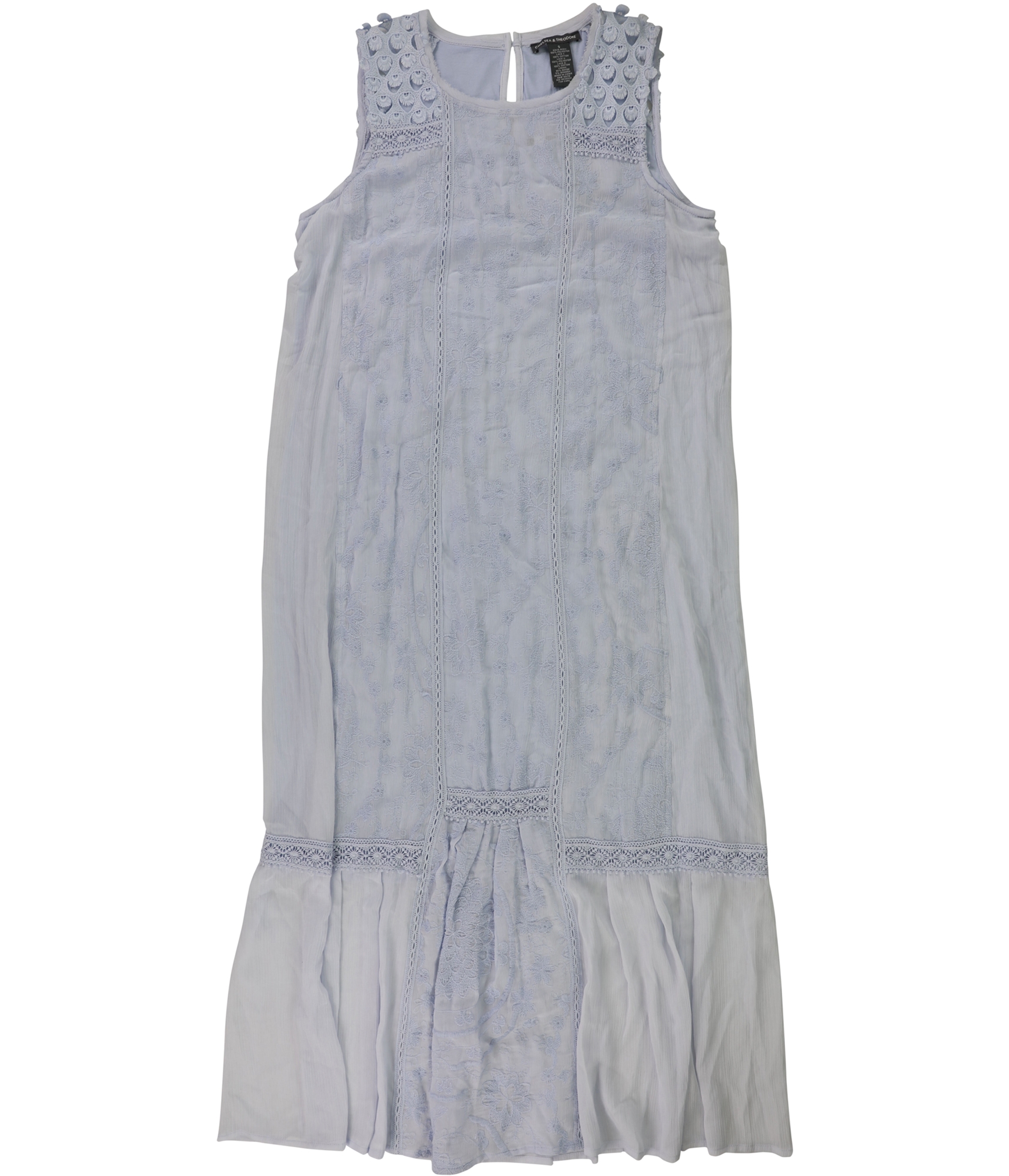 chelsea and theodore dress Chelsea and Theodore Womens Mixed Media Drop Waist Dress, Blue, Small