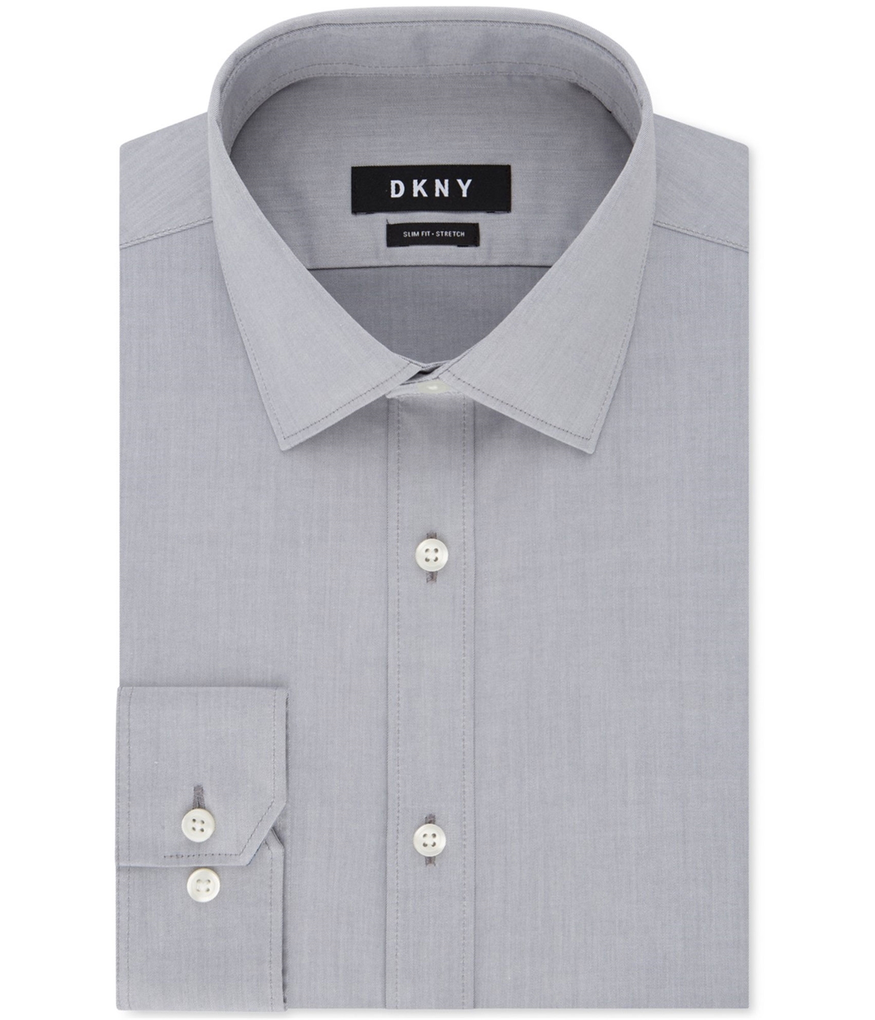 dkny slim fit dress shirt DKNY Men's Slim Fit Button Front Stretch Dress Shirt 35.5 34/35 Blue