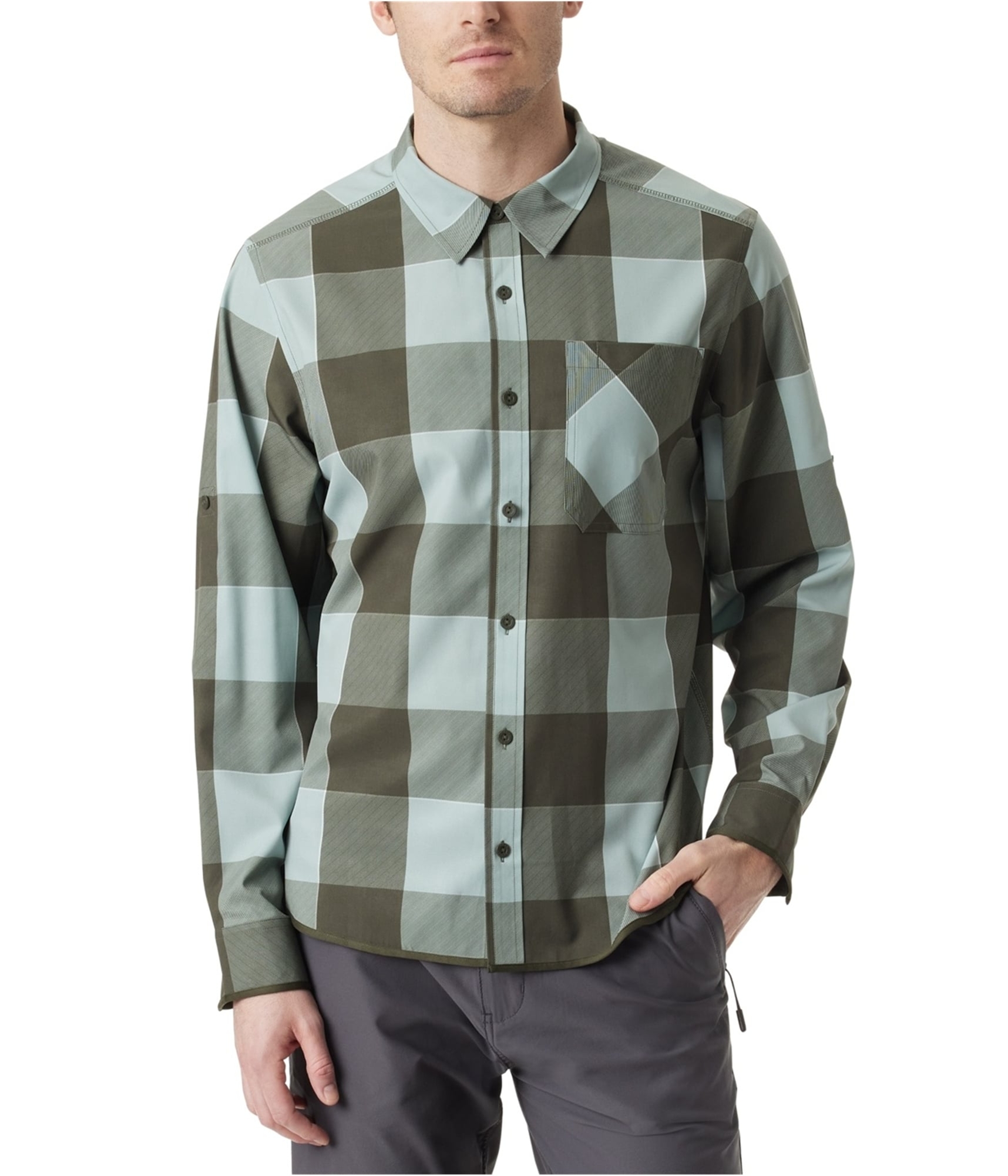 BASS OUTDOOR Mens Plaid Long Sleeve Button Up Shirt
