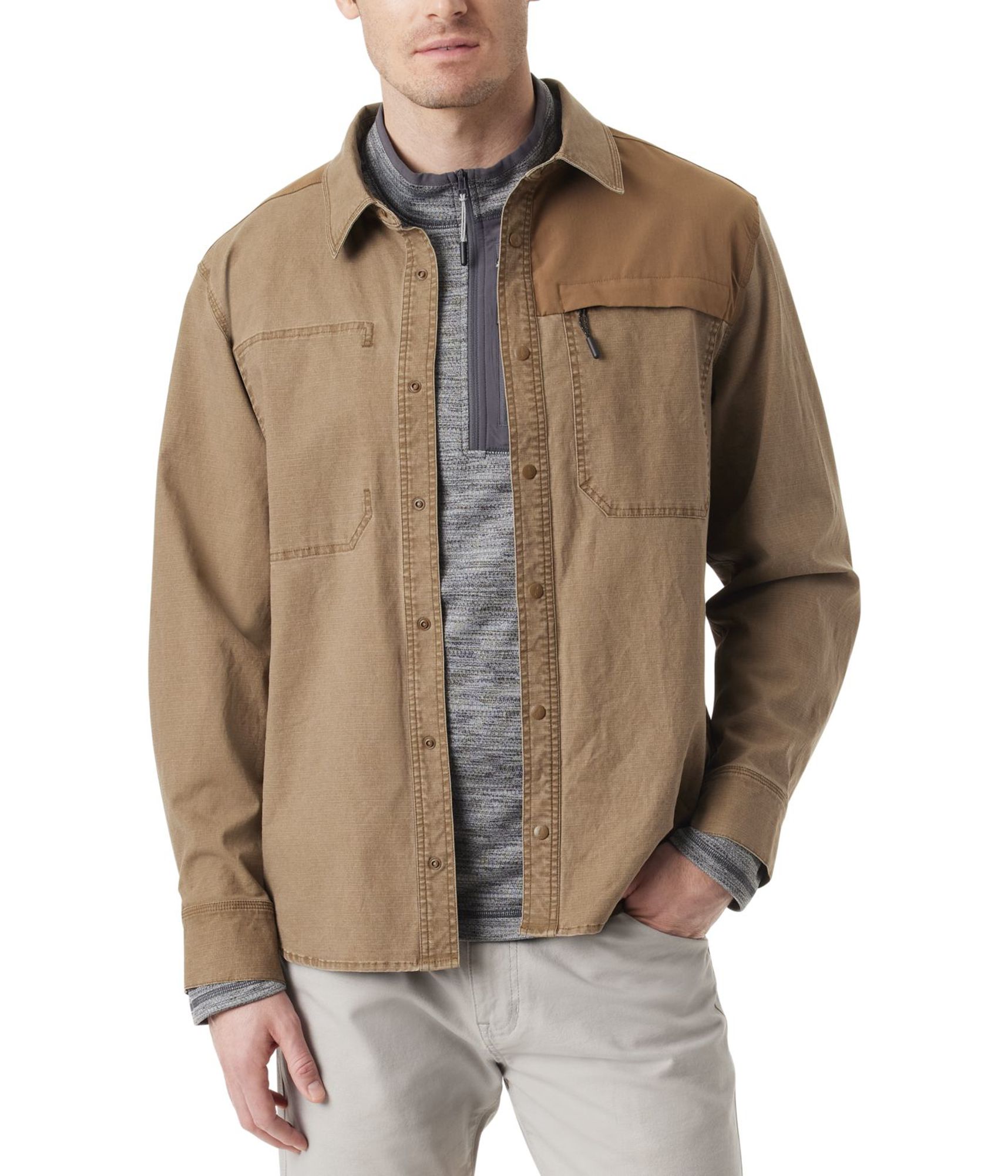 BASS OUTDOOR Mens Ripstop Utility Button Up Shirt