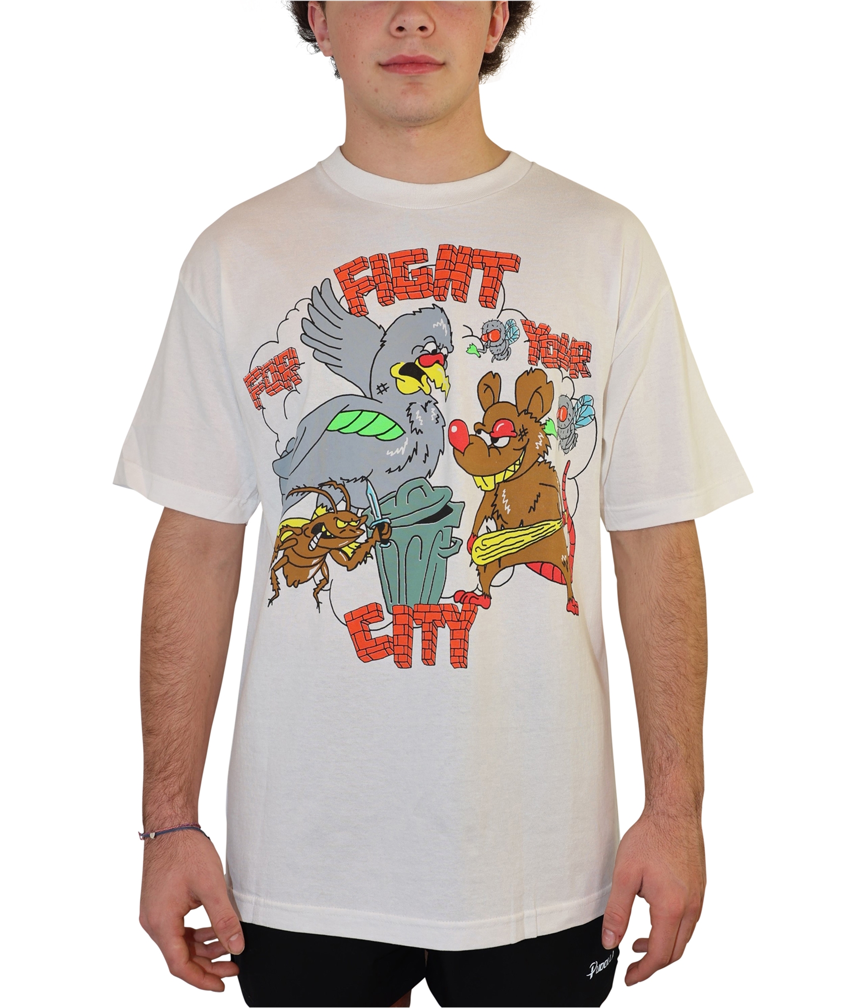 Belchez Mens Fight City Animated Graphic T-Shirt