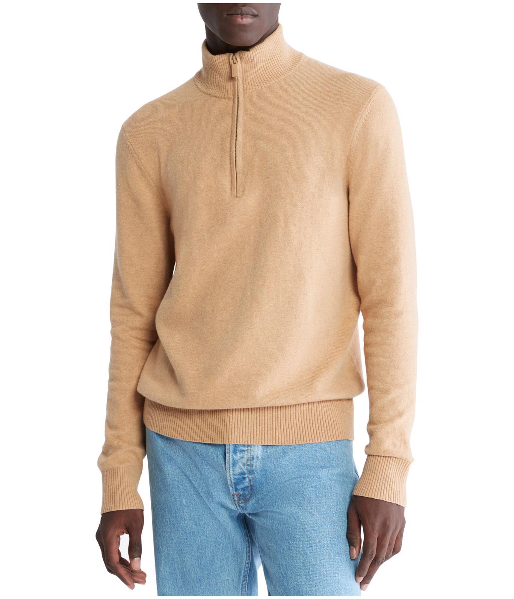 Calvin Klein Mens Ribbed Trim Quarter Zip Pullover Sweater - Picture 2 of 4
