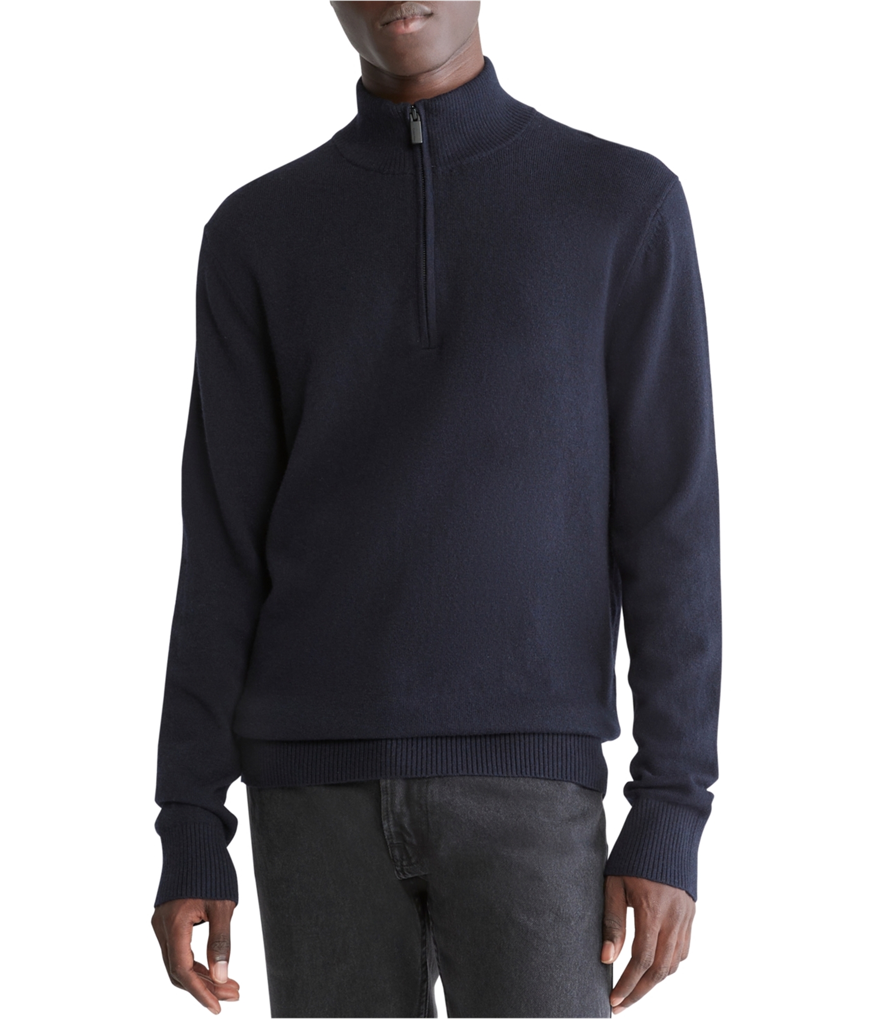 Calvin Klein Mens Ribbed Trim Quarter Zip Pullover Sweater - Picture 4 of 4