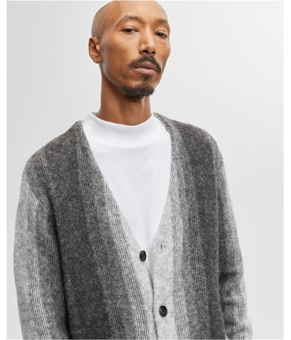 Relaxed-Fit Stripe Cardigan Sweater