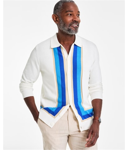 Retro Colorblocked Cardigan Sweater