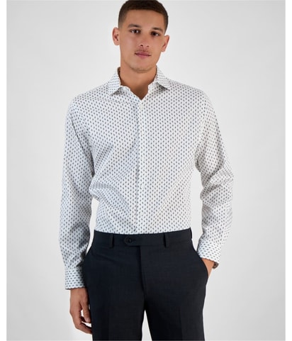 Bree Slim-Fit Stretch Leaf-Print Button Up Shirt