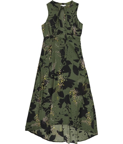 Split Neck High-Low Dress