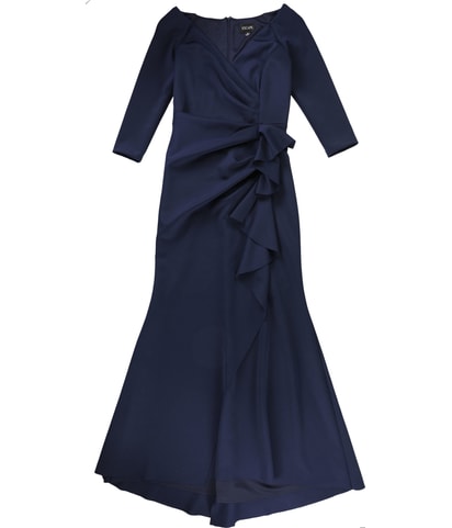 Pleated Ruffled Gown Dress