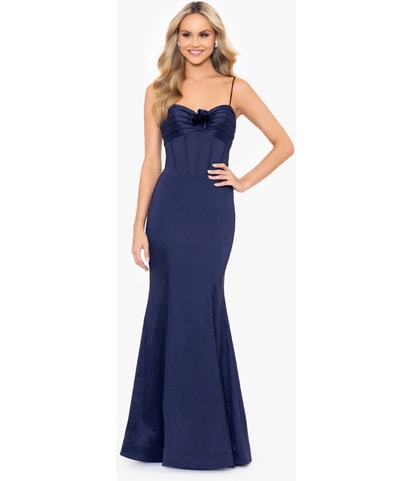 Rosette Evening Prom Mermaid Gown Corset Dress