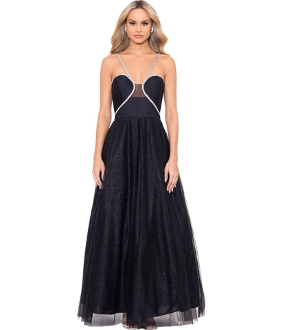 Glitter Embellished Evening Gown Dress