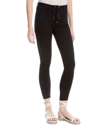 Lace Up Straight Leg Regular Cropped Jeans