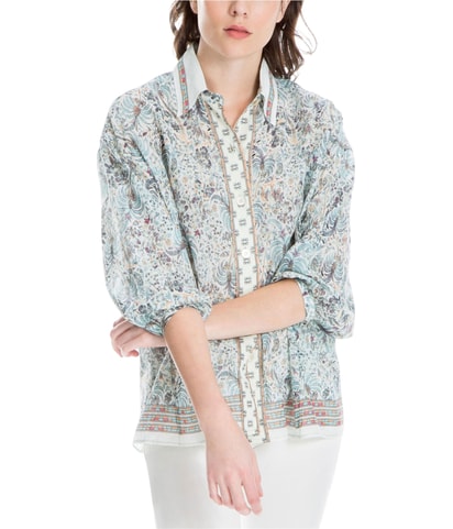 Patterned Button Down Blouse