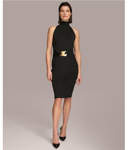 Mock Neck Jersey Wrap Dress