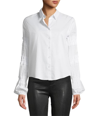 Ruffle Sleeve Button Up Shirt