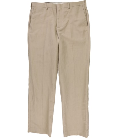 Linen Blend Flat Front Straight Leg Casual Pants