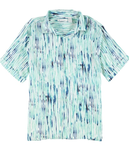Watercolor Stripe Print Button Up Shirt