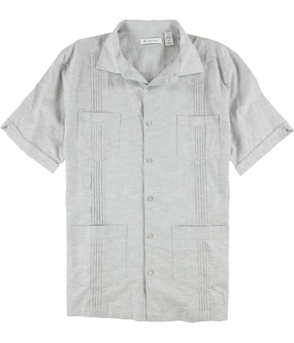 Linen Blend 4-Pocket Guayabera Button Up Shirt