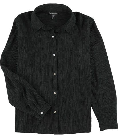 Crinkled Solid Button Up Shirt