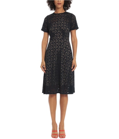 Laser Cut Midi Fit & Flare Dress