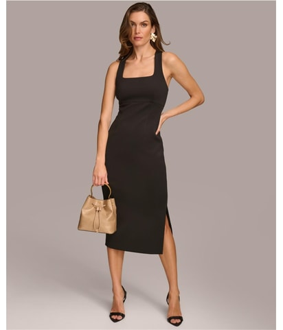 Solid Sheath Midi Dress